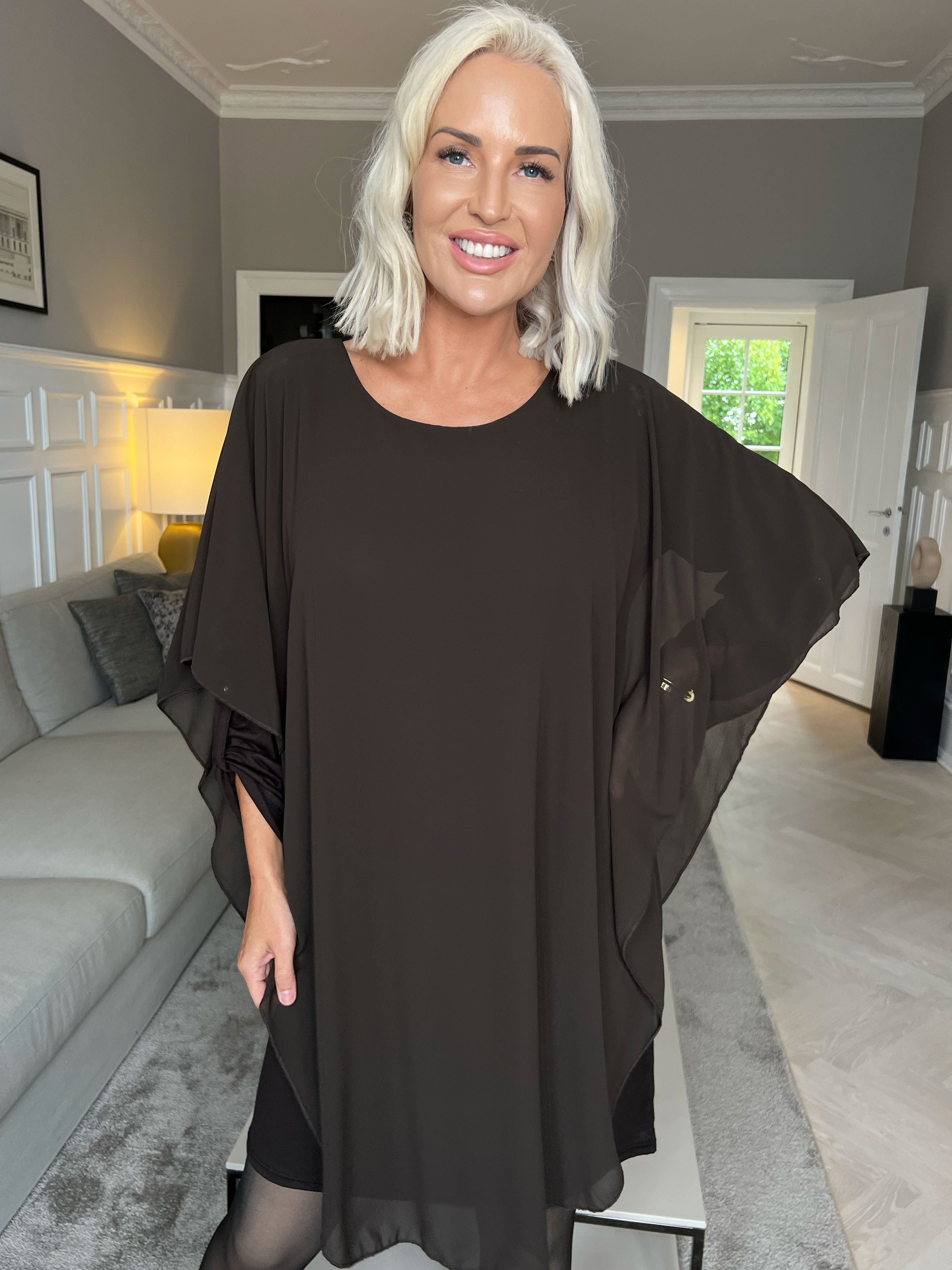 Kenya Long Sleeve - Tunikakjole med chiffonlag